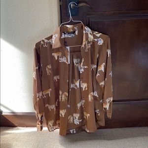 Zara Tiger Silk Blouse